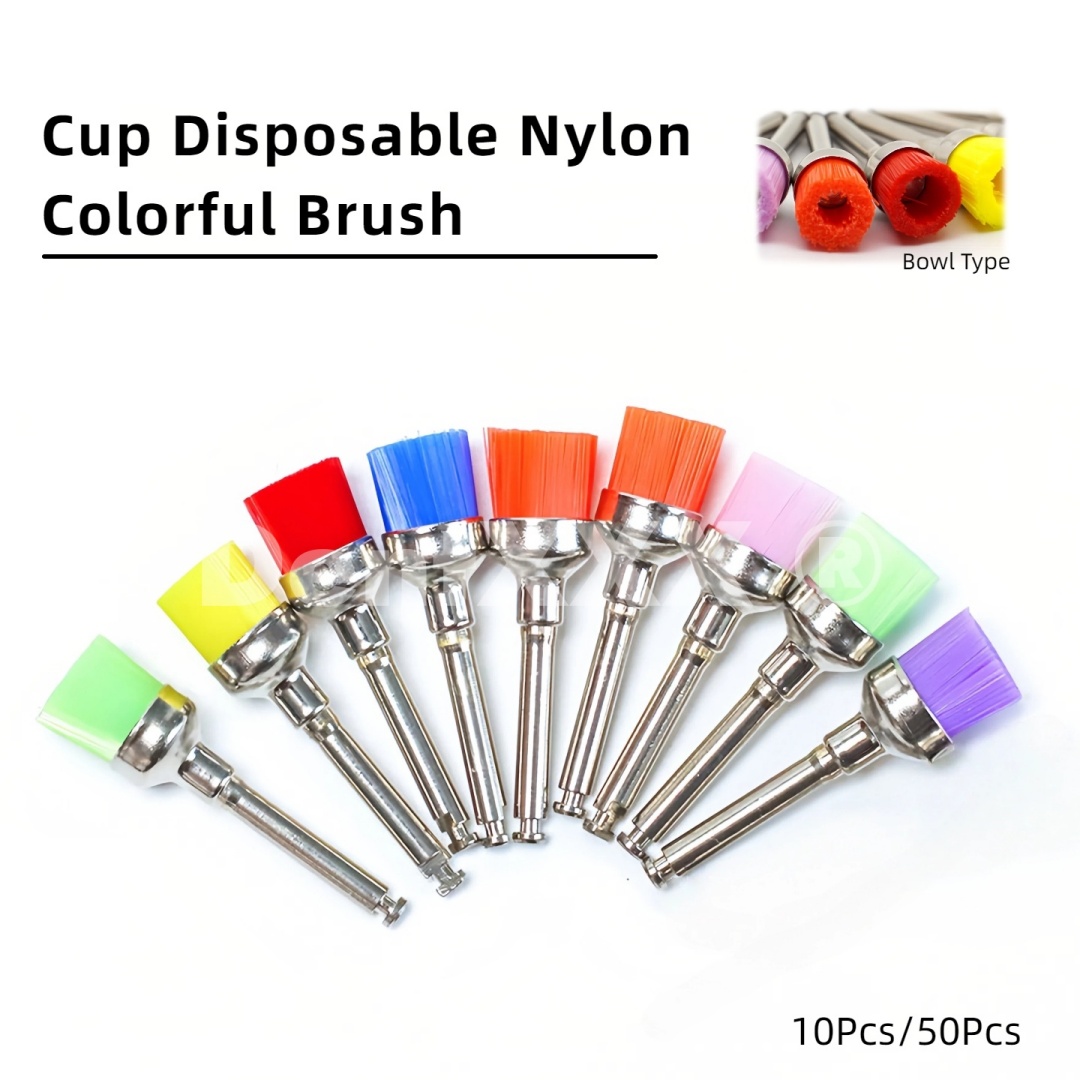 Nail Tech Accessories - Bowl Nylon Polishing Brushes, Colorful, Latch