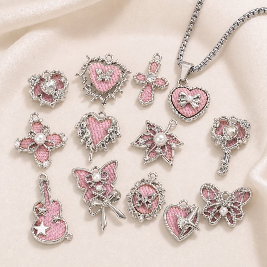 Y2K Tech Accessories - 5pcs Mix Pink Y2K Heart Enamel