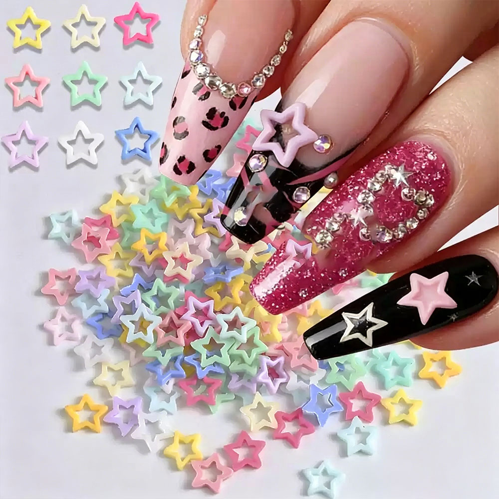 Y2K Tech Accessories - 50/100Pcs Candy Color 8mm Hollow Star