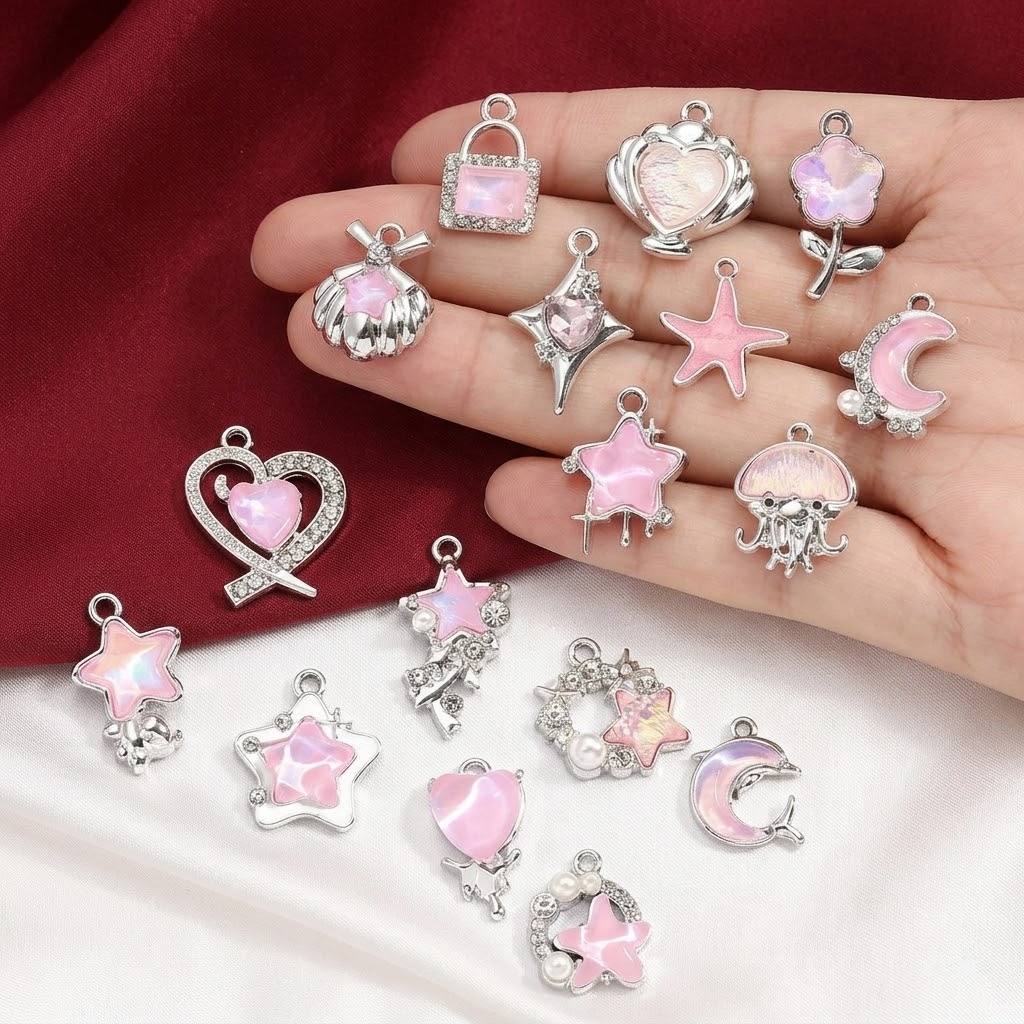 10pcs Purple Pink Heart Enamel - Y2K Tech Accessories review and price