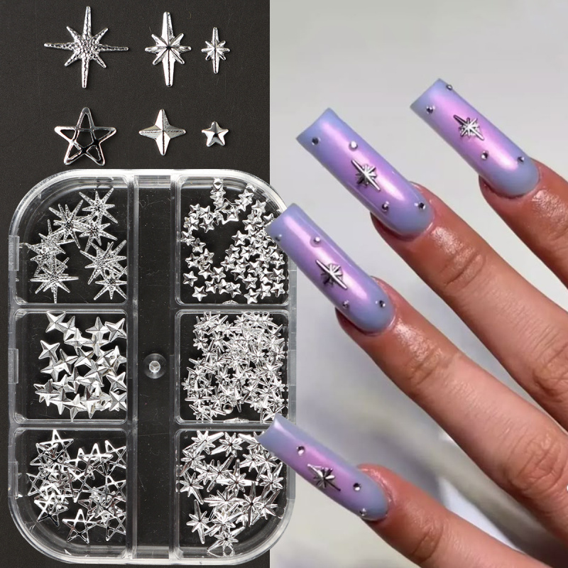 Metal Silver Star Nail Rivet S - Y2K Tech Accessories review and price