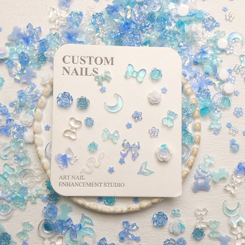 50pcs Mixed Blue Nail Resin Ch - Y2K Tech Accessories review and price