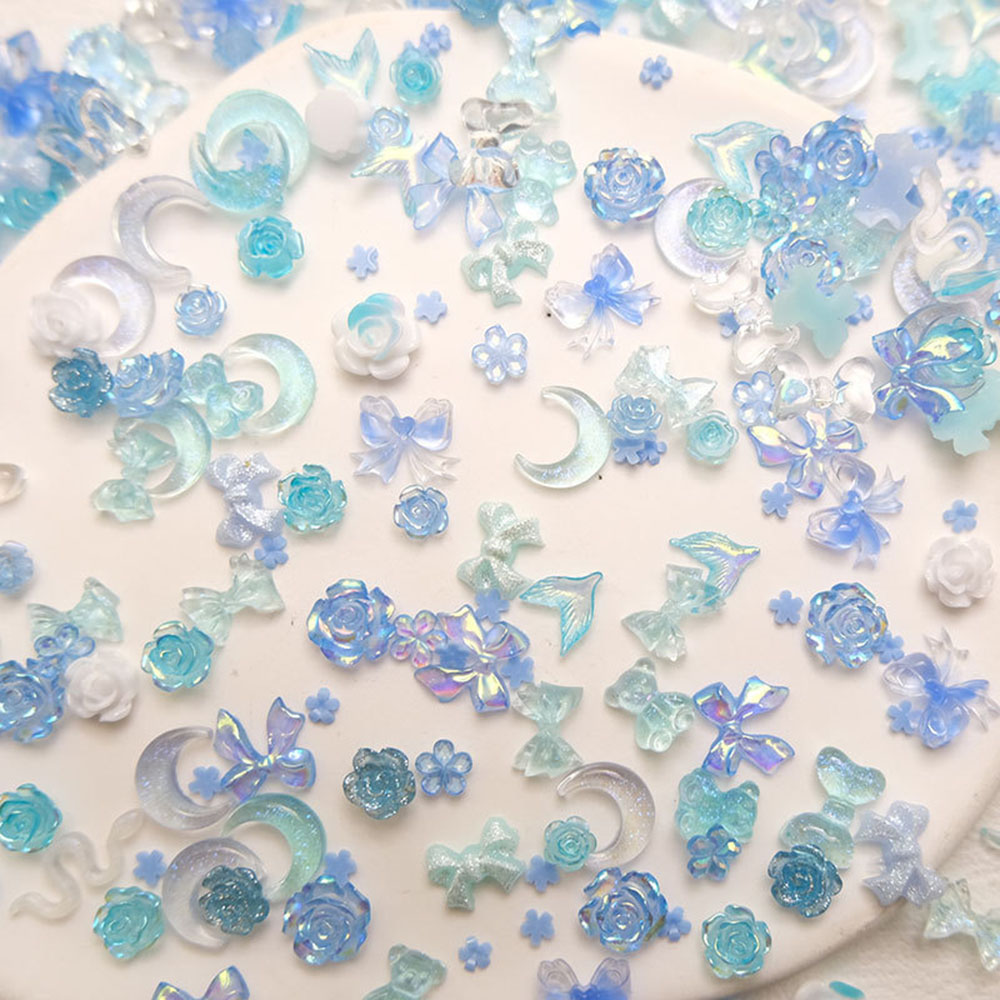 50pcs Mixed Blue Nail Resin Ch - Y2K Tech Accessories review and price