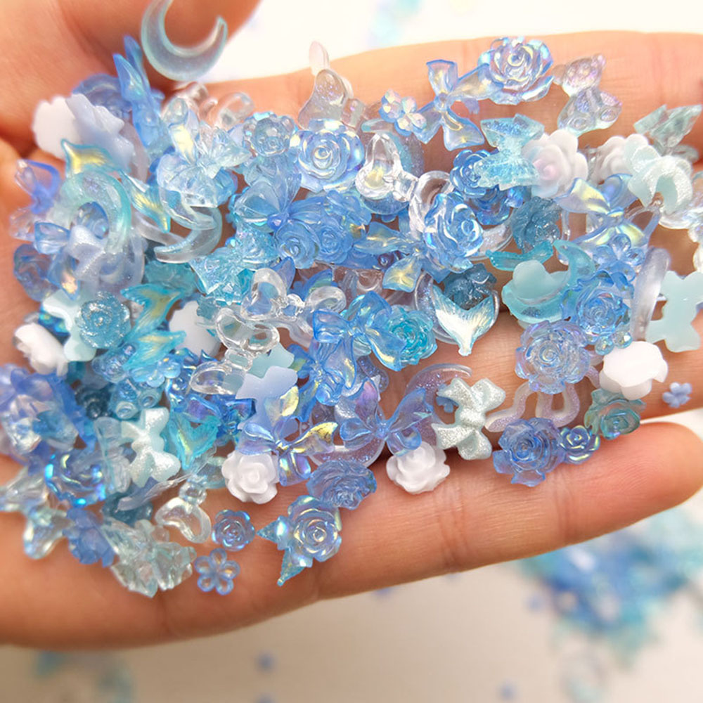 50pcs Mixed Blue Nail Resin Ch - Y2K Tech Accessories review and price