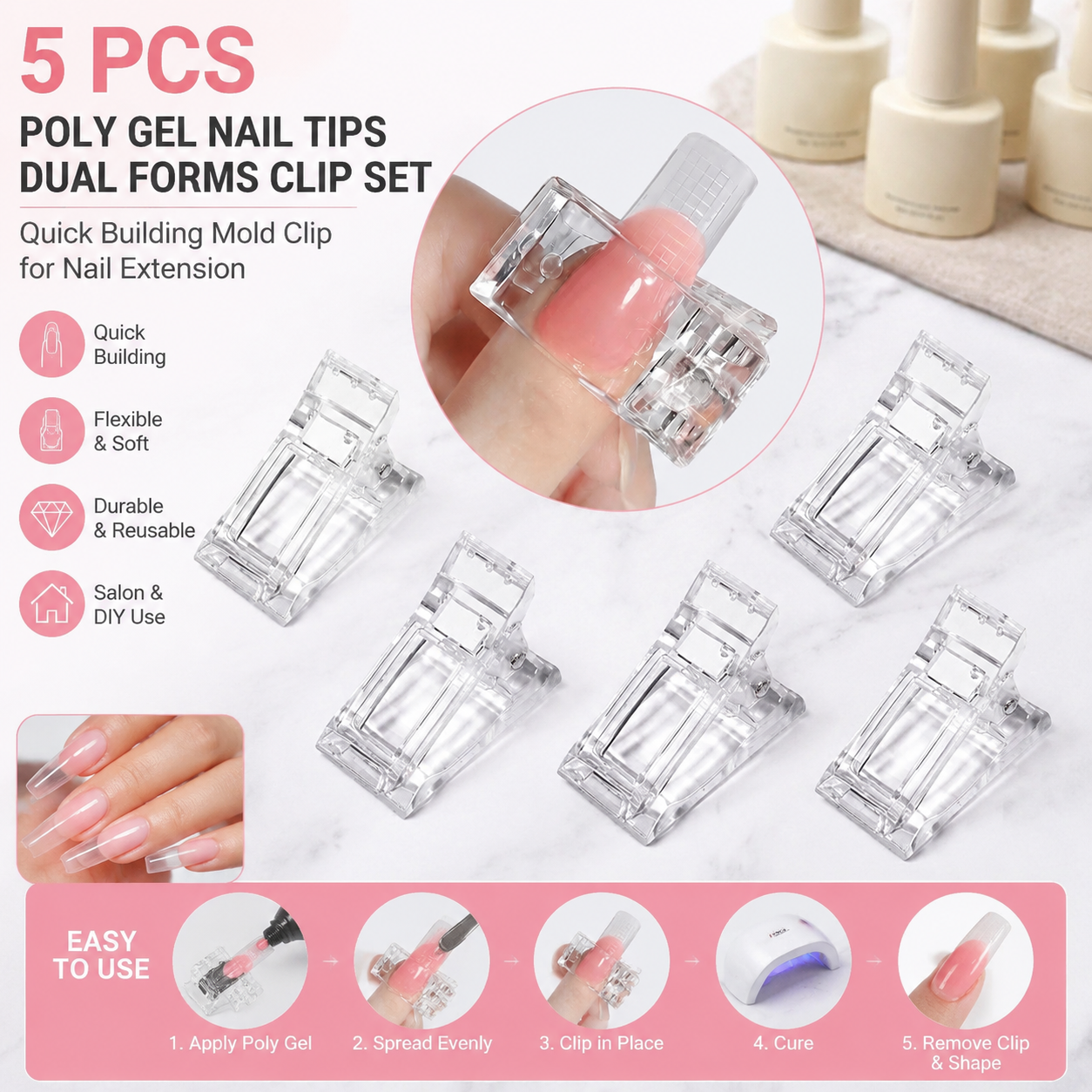 5 Pcs Flexible Soft Poly Gel N - Nail Tech Accessories review and price
