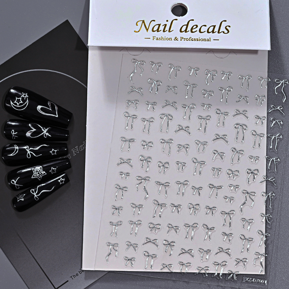 1Pcs 3D Metal Silver Bowknot N - Y2K Tech Accessories review and price